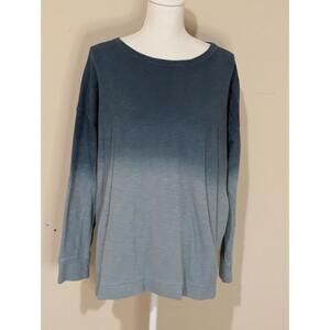 J Jill Blue Gradient Sweater Pullover Long Sleeve Size Medium Cotton Blend